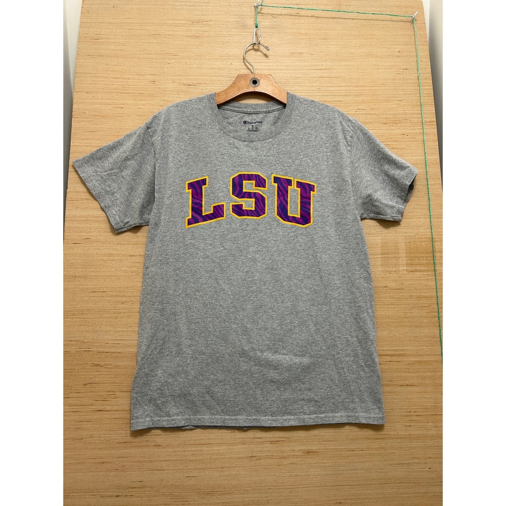 Champion LSU Tigers Gray Graphic T-Shirt Mens Medium Louisiana State University